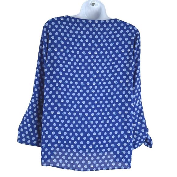 Lilly Pulitzer Langston Top XS Blue Polka Dot‎ Spotted Tie Sleeve TP-2888 - Picture 5 of 6